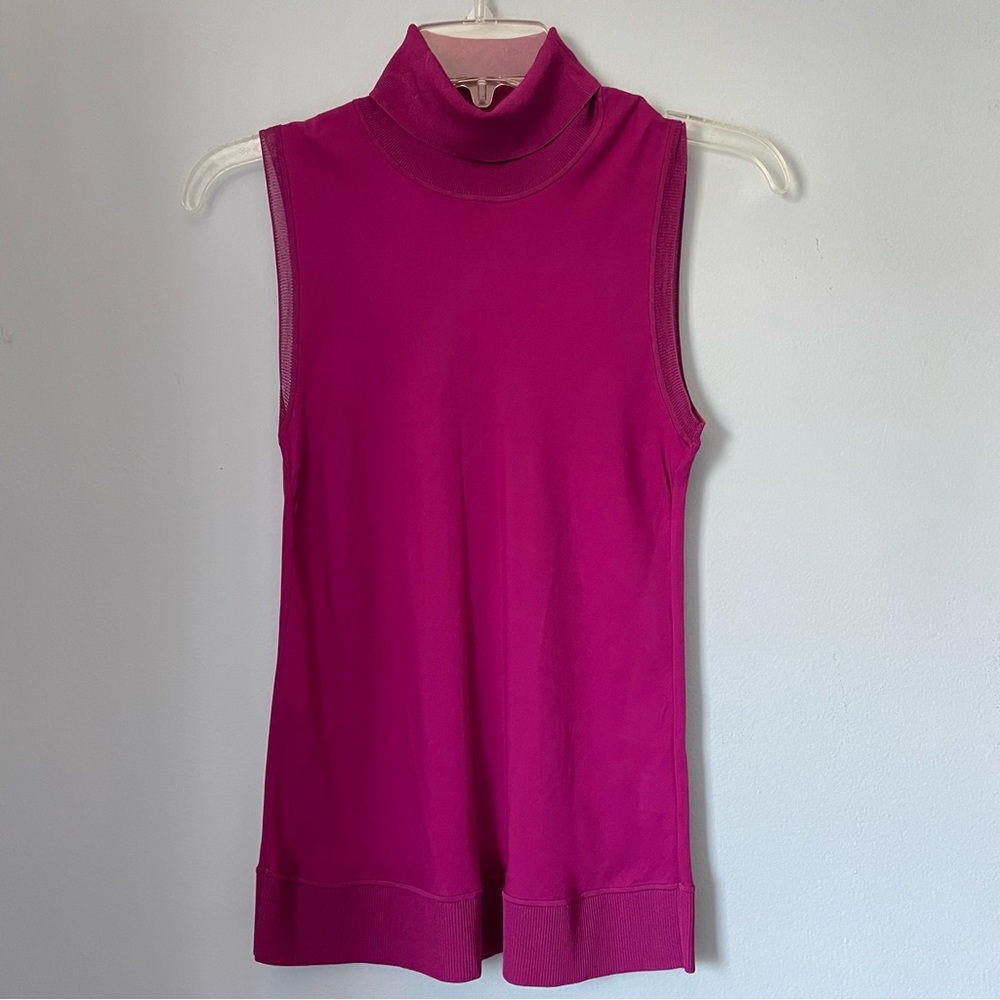 Theory Silk Magenta Bias Turtleneck